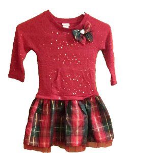 youngland girls dress size 6 red glittery plaid holiday church school